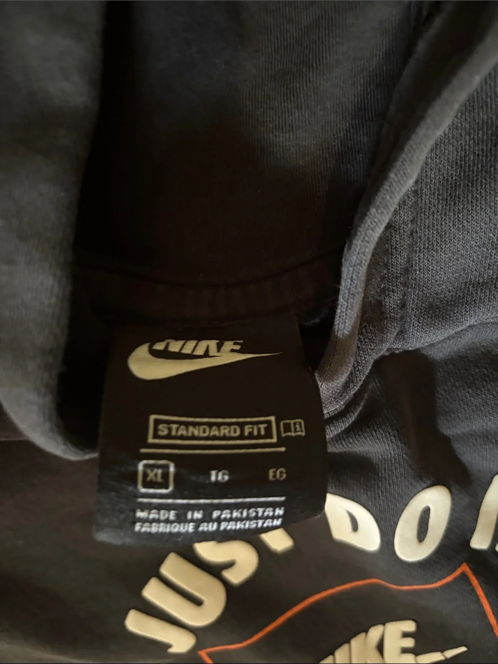 Nike Black Pullover Hoodie with White and Orange Logo
